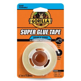   Gorilla SUPER GLUE Tape Kristálytiszta Kétoldalas Ragasztószalag 15,8mm x 6,1m