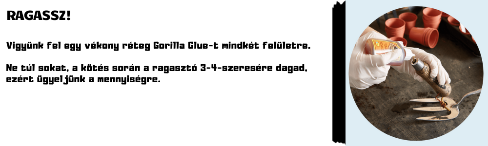 Gorilla Glue poliuretán ragasztó 250ml felvitele a felületre