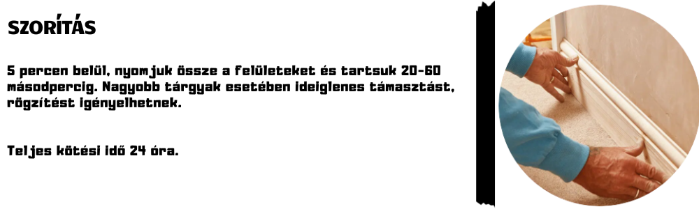 Fa szegély rögzítése Gorilla Grab Ultimate építési ragasztóval szorítás után